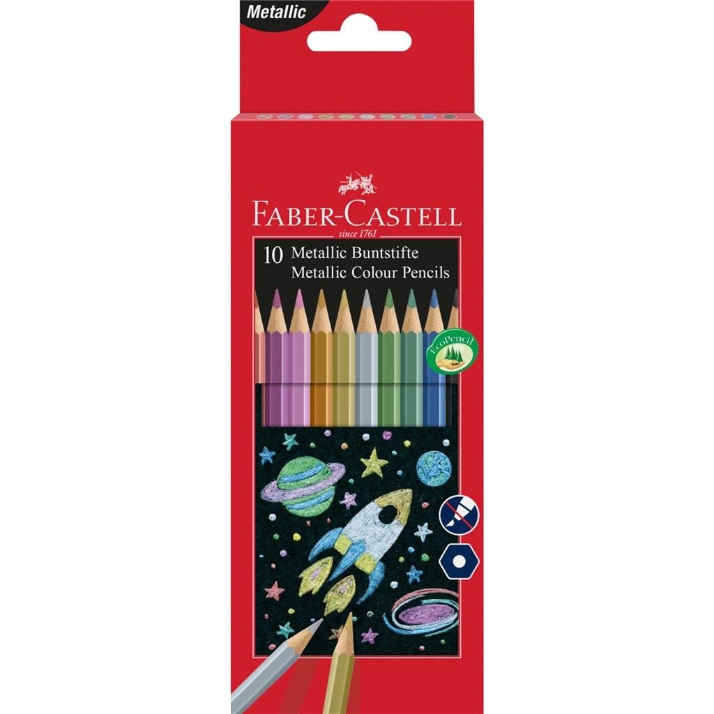 Faber-Castell Metallic Hexagonal Colored Pencils - 10 Colors