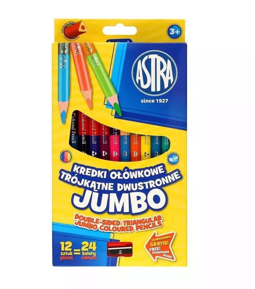 Astra Jumbo double-sided colored pencils - 24 colors with sharpener for creative minds