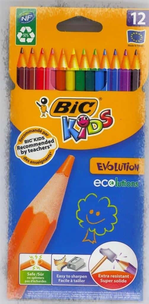 BIC Colored Pencils KIDS Evolution 12 colors - perfect for drawing