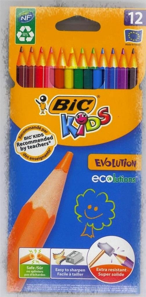BIC Colored Pencils KIDS Evolution 12 colors - perfect for drawing