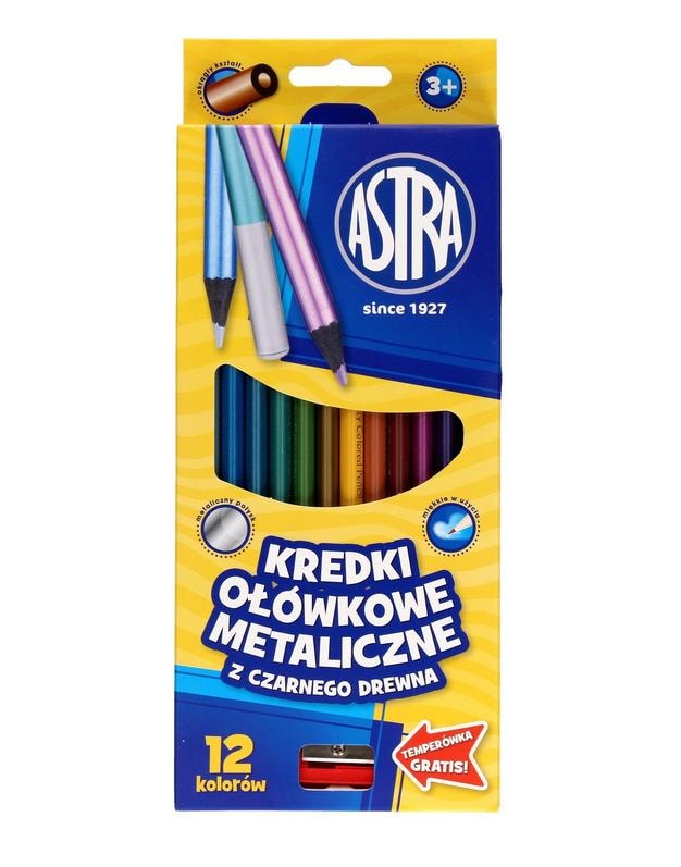 Astra Metallic Colored Pencils 12 Colors with Sharpener - unleash your creativity!