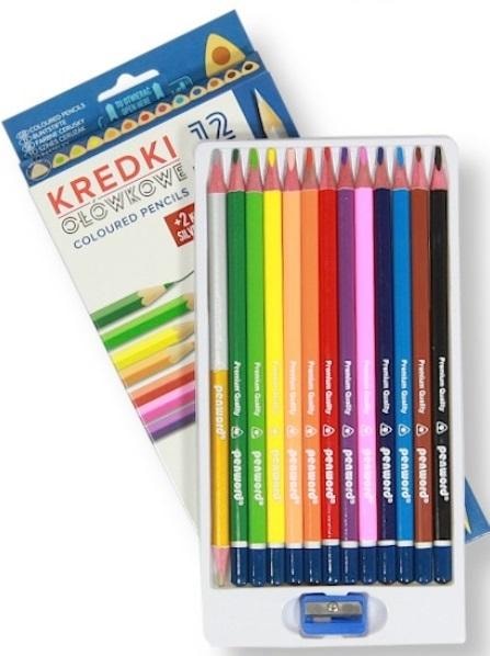 Penword Triangular colored pencils 12 colors with sharpener - ideal for school