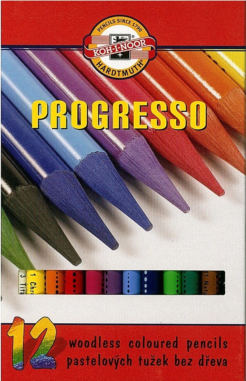Koh-I-Noor Progresso - Woodless Colored Pencils 12 Colors for Drawing and Sketching