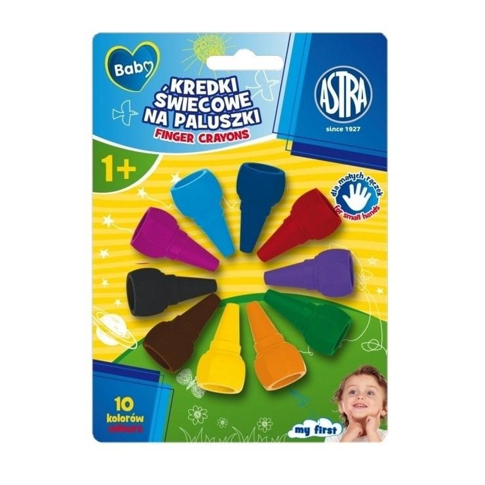 Astra Baby Finger Crayons 10 Colors - ideal for learning to draw