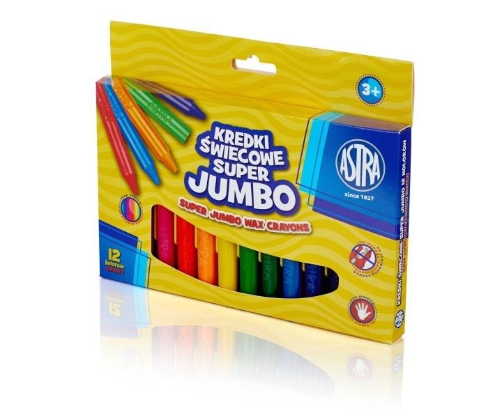 ASTRA Super Jumbo Wax Crayons - 12 Colors for Little Artists