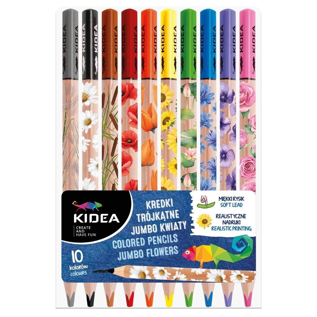 Derform Triangular Jumbo Crayons Flowers - 10 colors ideal for children