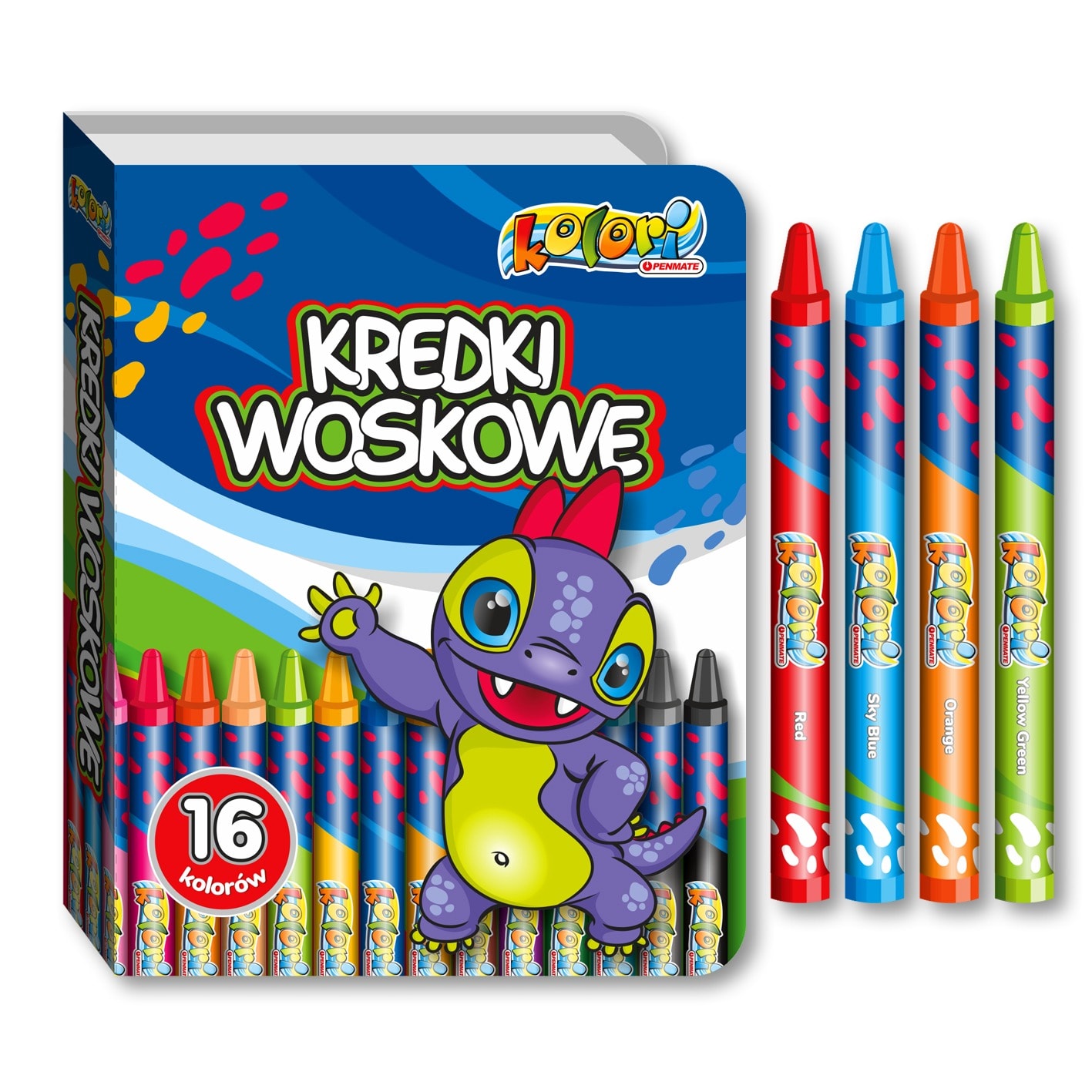 Kredki woskowe Dino Kolori Premium 16 kolorów Penmate