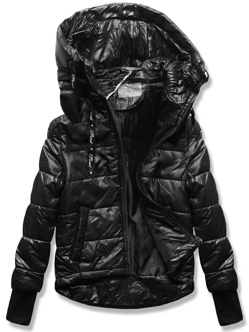 Women's quilted jacket short black size 38 - perfect for spring