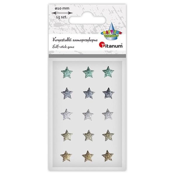 Self-adhesive crystal stars - 15 pieces of sparkling decorations