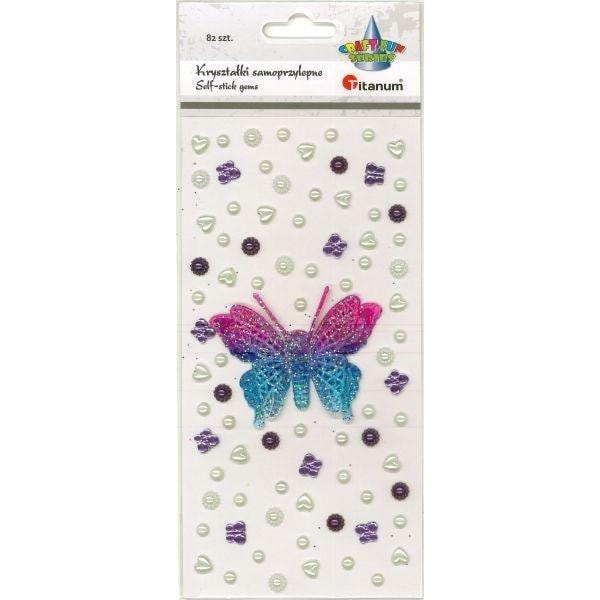 Self-adhesive crystals butterfly 3D - 82 pieces for decoration