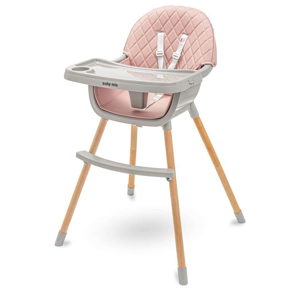 Baby Mix Freja - Wooden high chair dusty pink