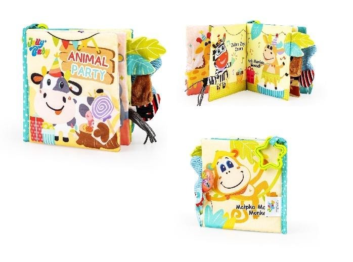 Jollybaby Book Animals at the Birthday Party - soft educational toy for babies