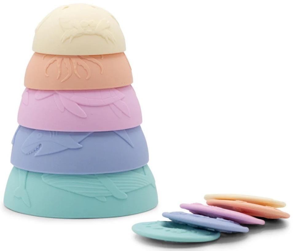 Jellystone Designs Silicone cups with sinking discs 5 pieces pastel - perfect for sensory play