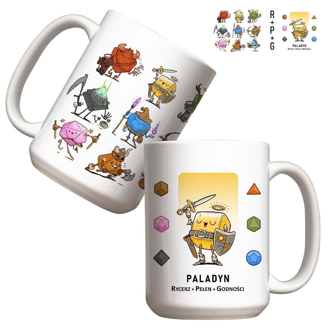 RPG Paladin Mug - ceramic mug for game fans