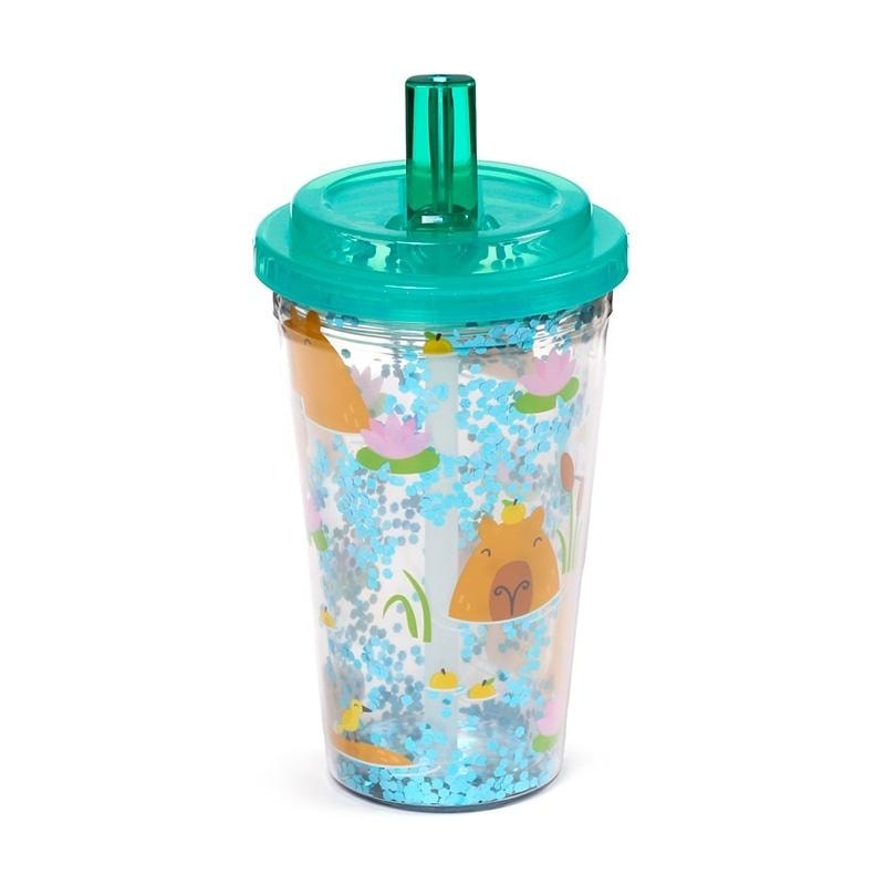 Double-walled thermal mug with straw and lid - perfect for any occasion