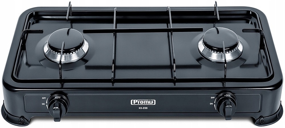 Promis KG200C 2-burner gas stove - black, perfect for any kitchen