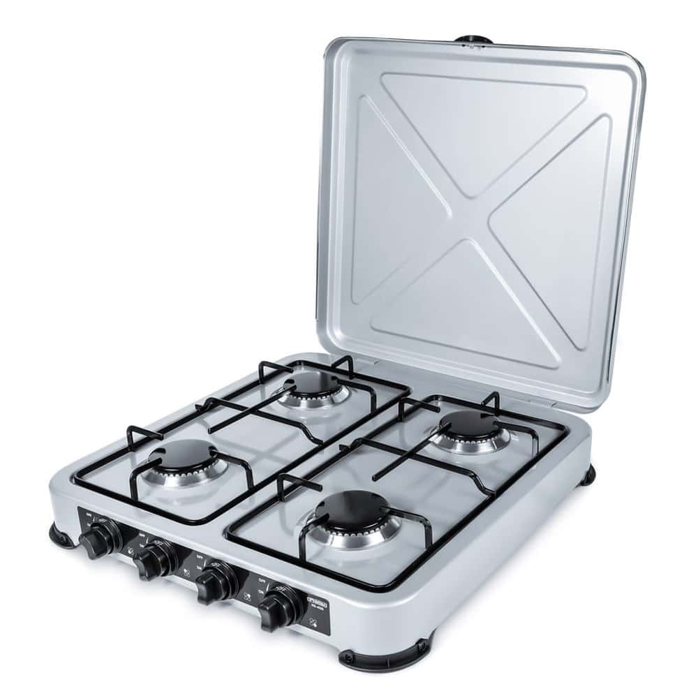 Promis KG400S Gas Cooker - 4-burner, silver, perfect for any kitchen