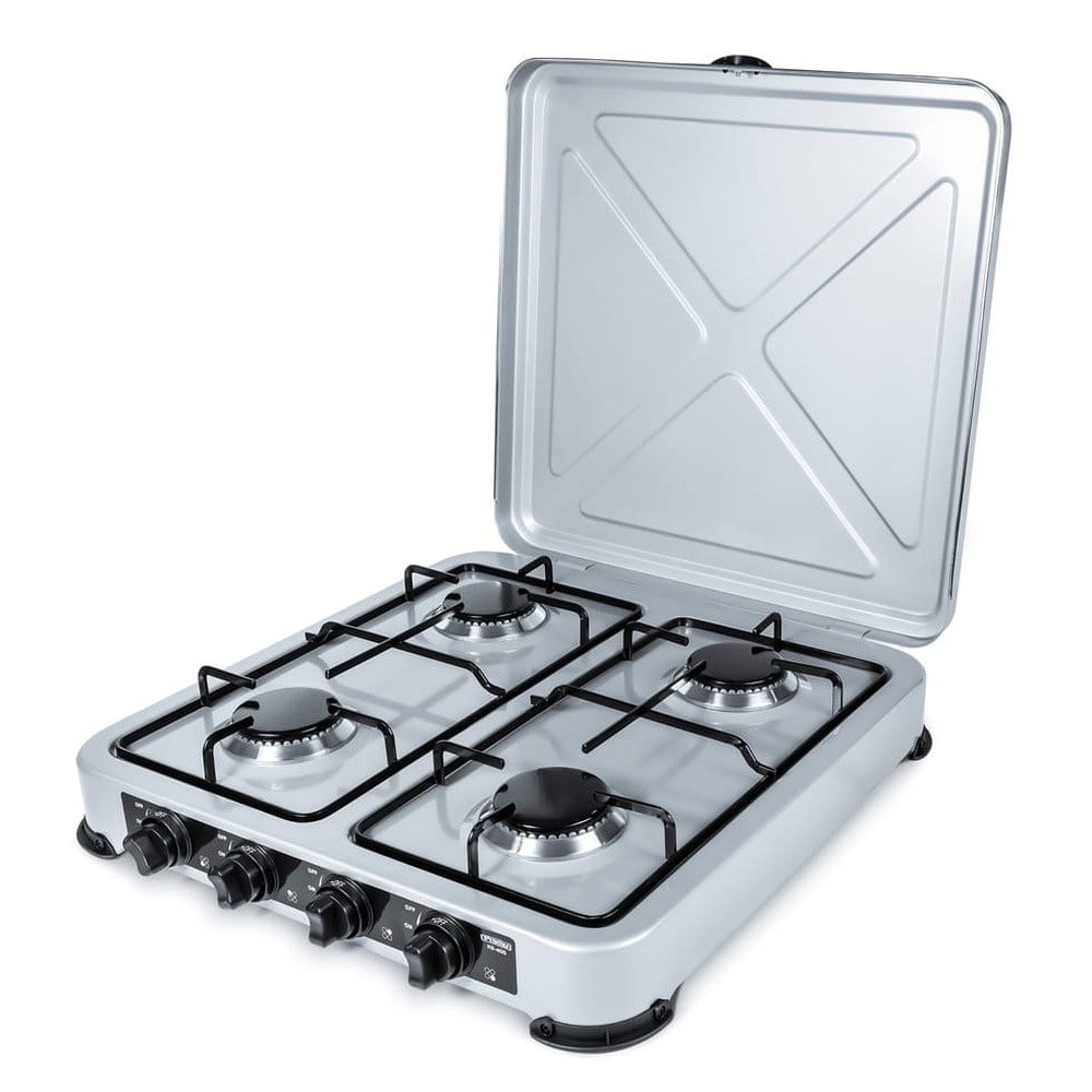 Promis KG400S Gas Cooker - 4-burner, silver, perfect for any kitchen