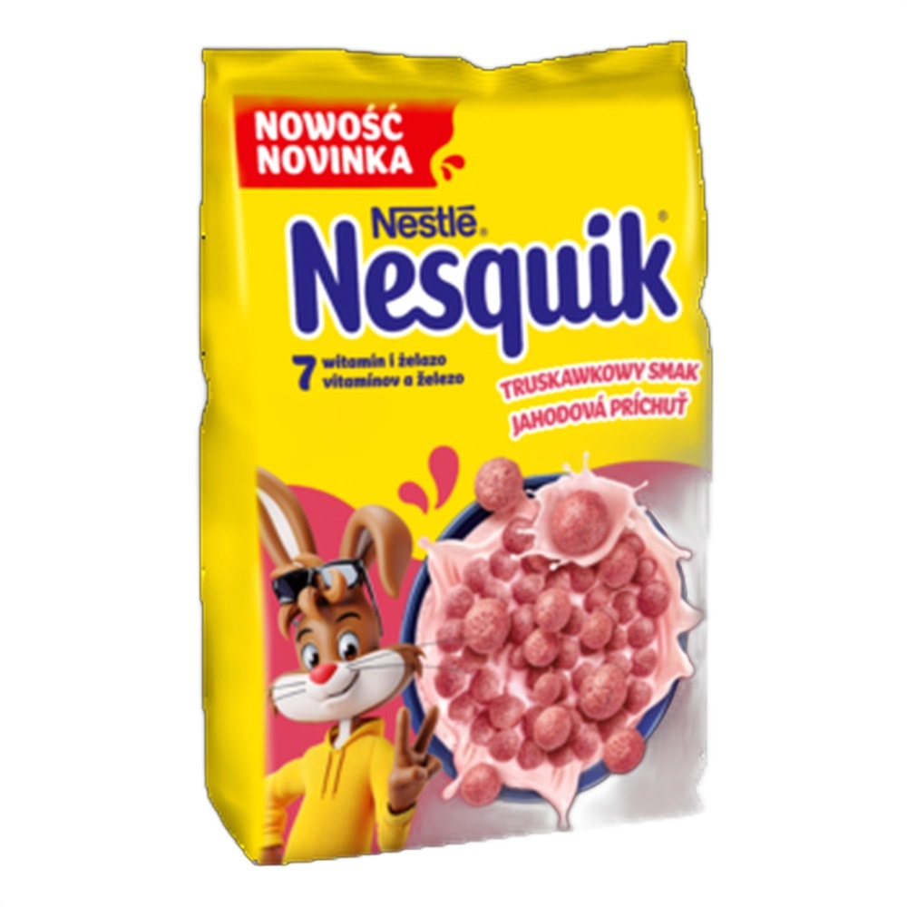 Nestle Nesquik Strawberry - Strawberry flavored breakfast cereal balls 450 g