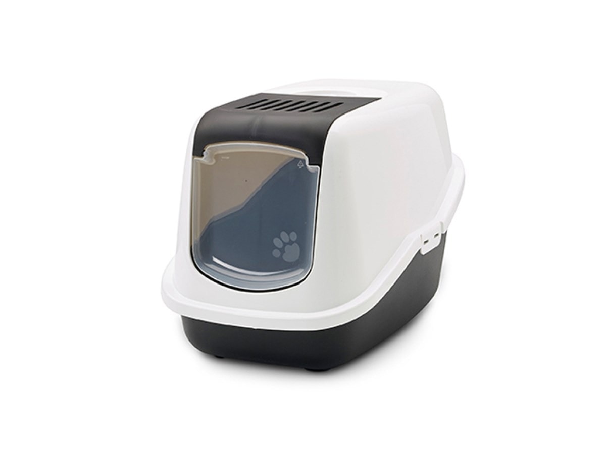 SAVIC Nestor Cat Litter Box - white-black with filter for your cat