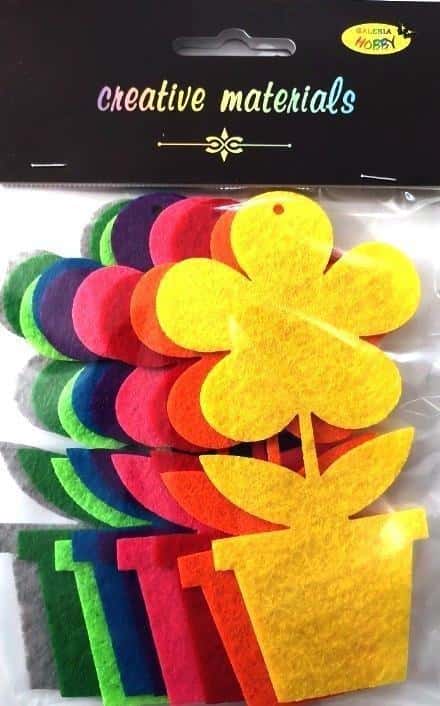 Felt flower in a pot - 9 pieces - perfect decoration