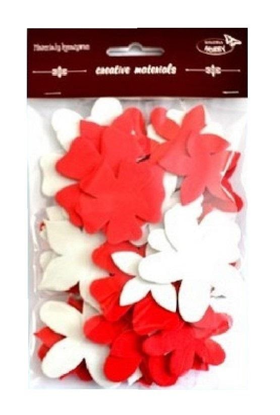 Galeria Hobby Red and White Flowers 35-48mm - 60 pieces decorative flowers