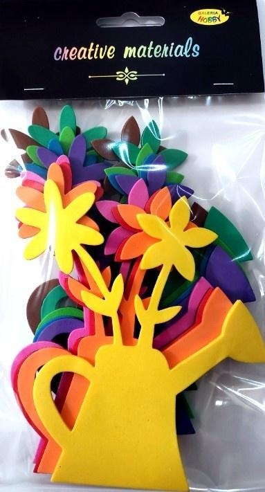 Foam flowers in watering can - spring decoration