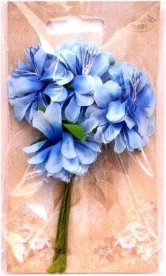 Blue fabric flowers - ideal for decoration 4cm 6pcs