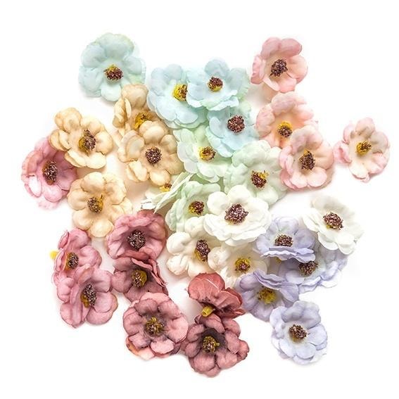 Kwiaty z tkaniny 32 sztuki 2-3cm do dekoracji DIY