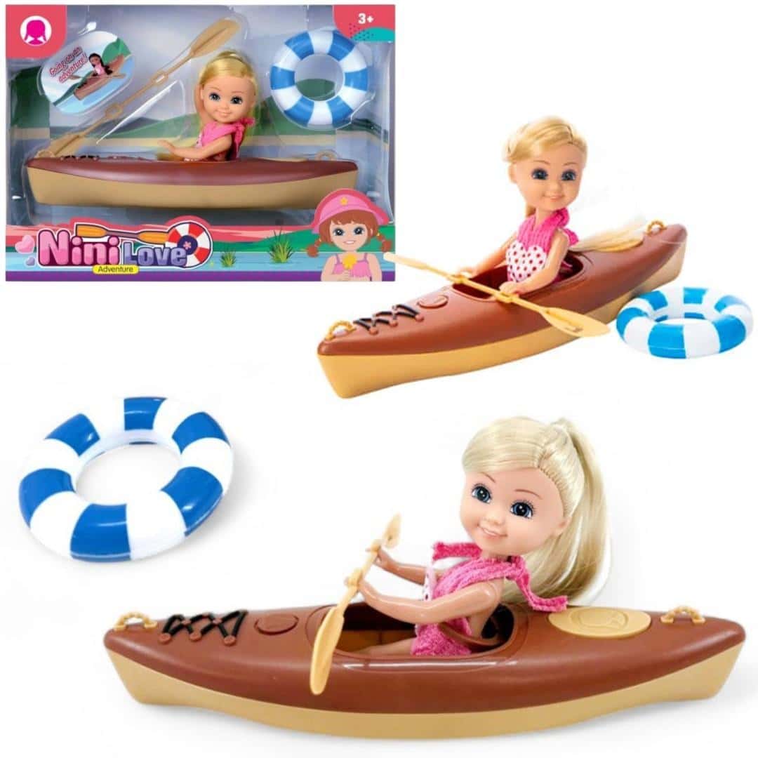 Nini Love Adventure Girl doll in kayak - perfect as a gift