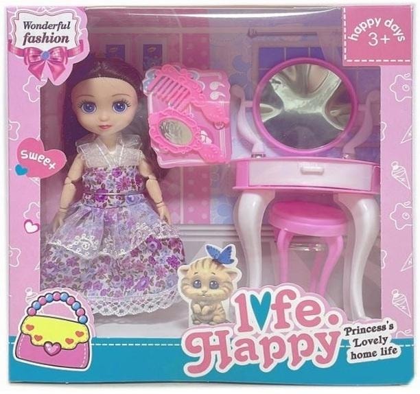 Doll with dressing table and accessories - perfect toy for a girl