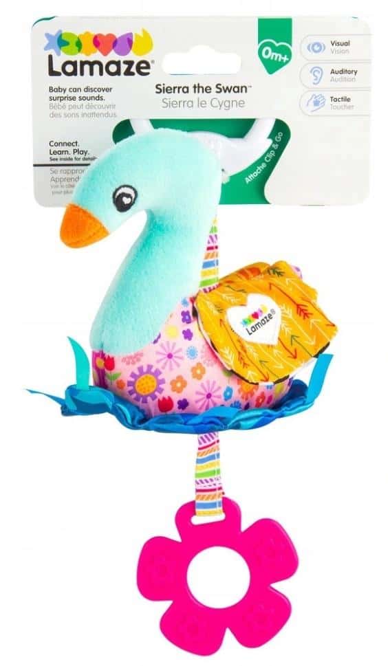 Lamaze TOMY Swan Toy - Colorful toy with teether for sensory stimulation