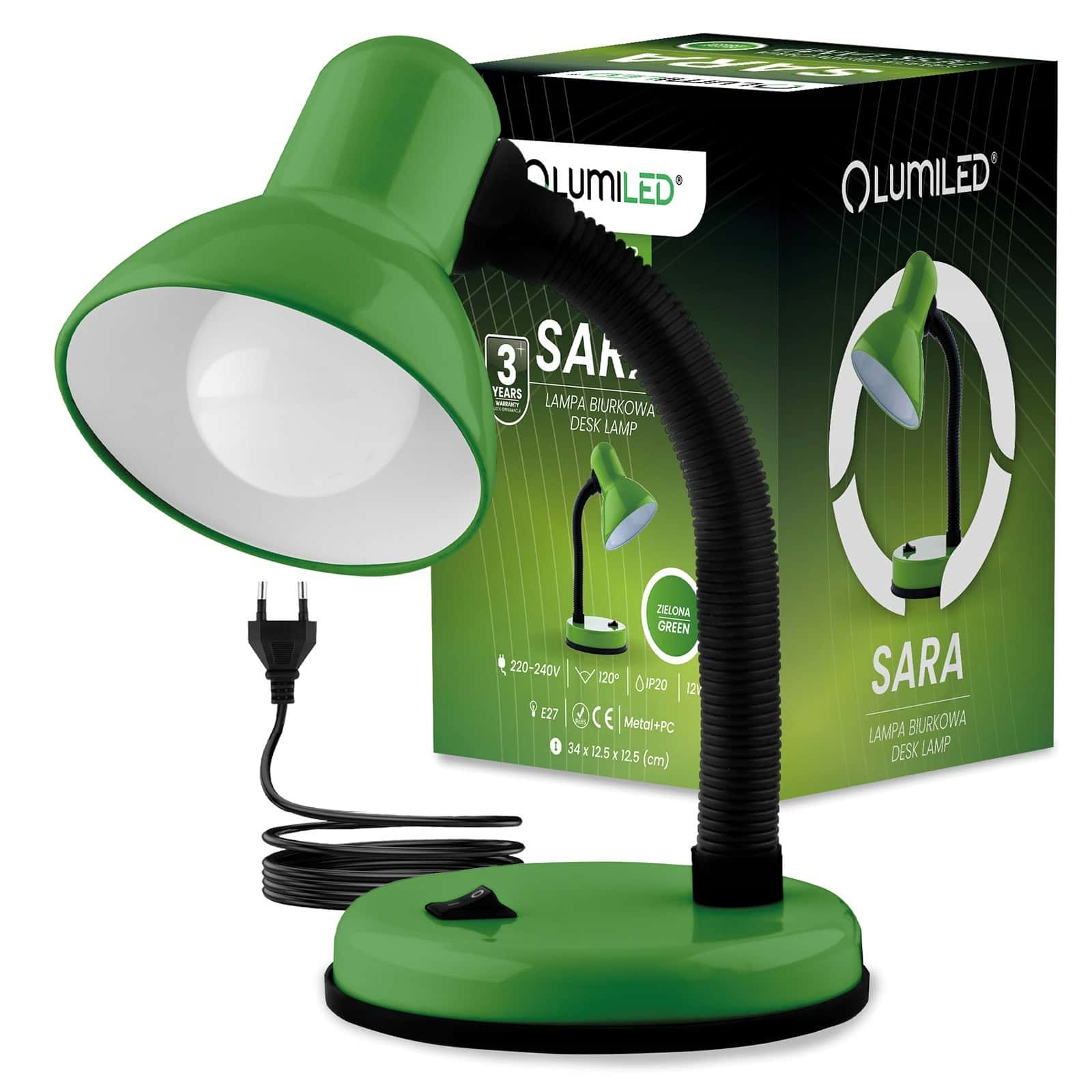 Desk Lamp Clip Green - ideal for reading and working