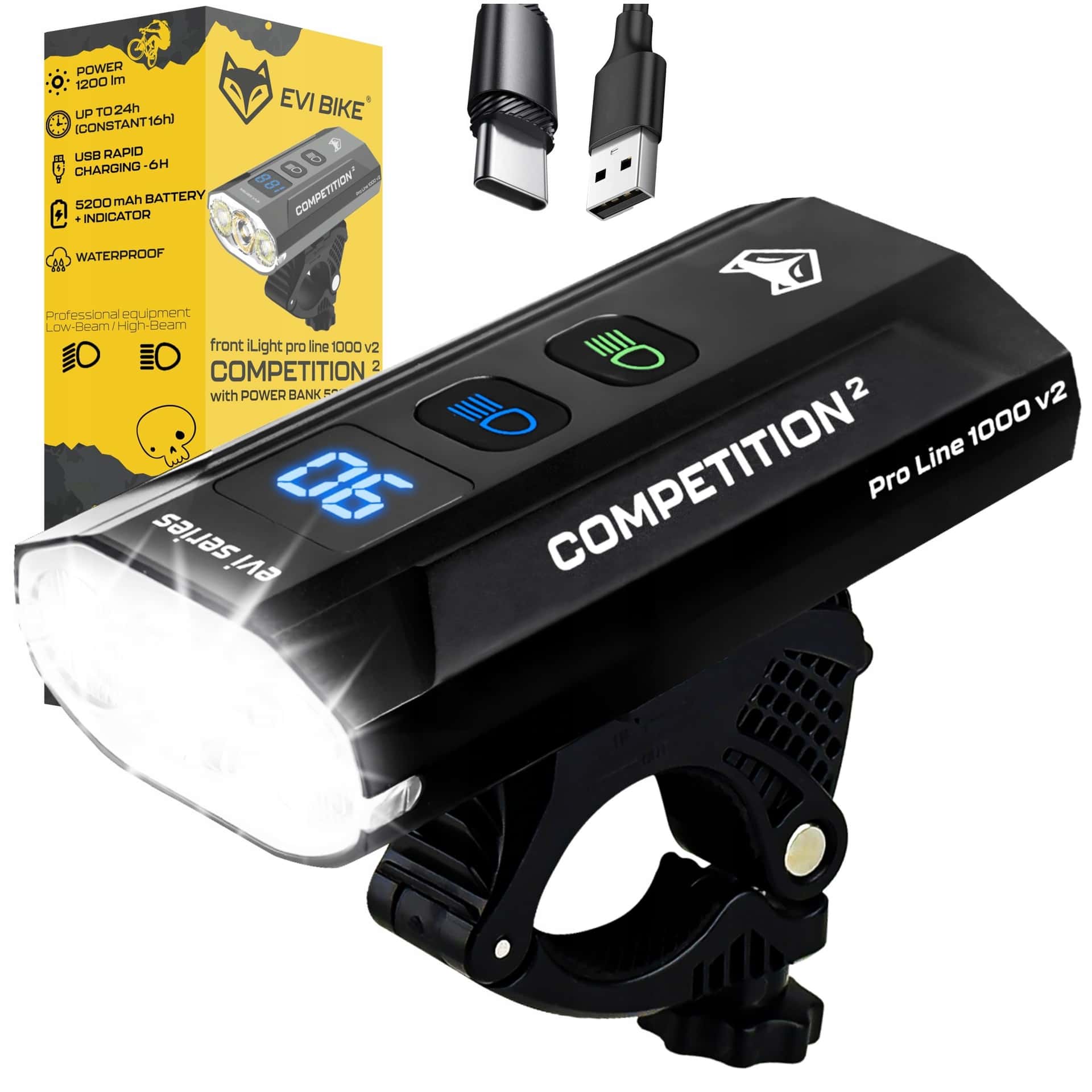 Front Point LED bicycle front light 38 lm 2 modes - ideal for bicycle