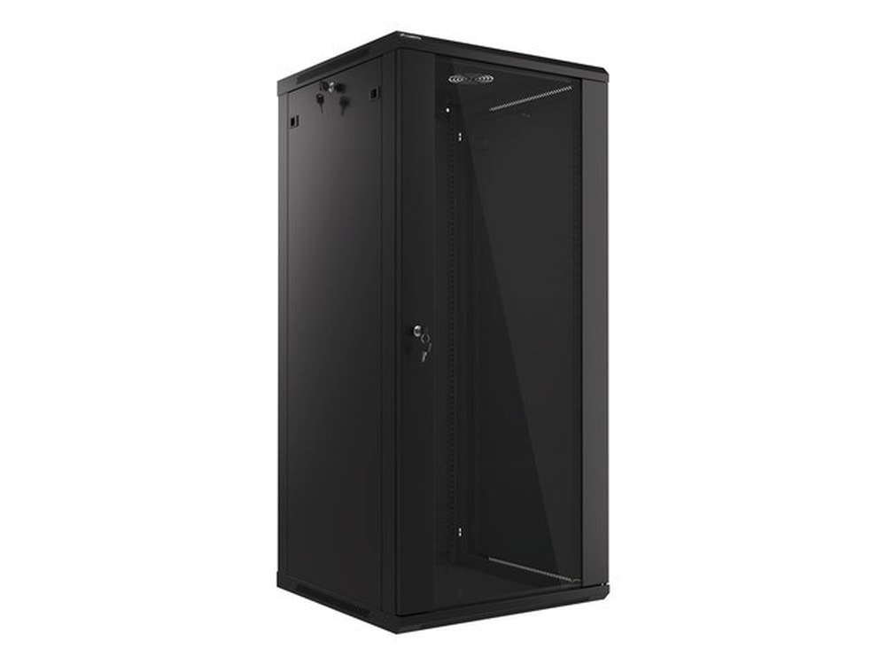 Lanberg WF01-6627-10B - 27U Wall Mount Cabinet, black, perfect for server rooms
