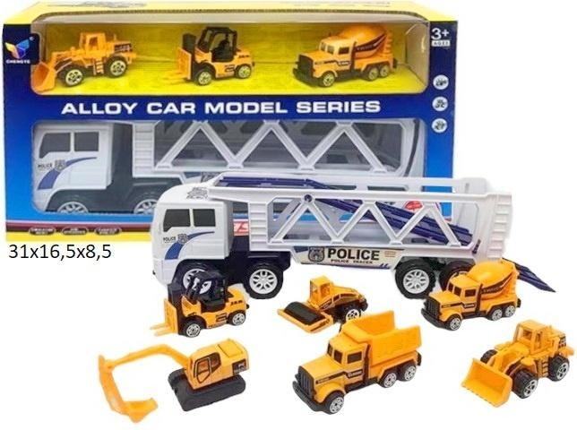 Metal tow truck with construction vehicles - ideal set for little builders