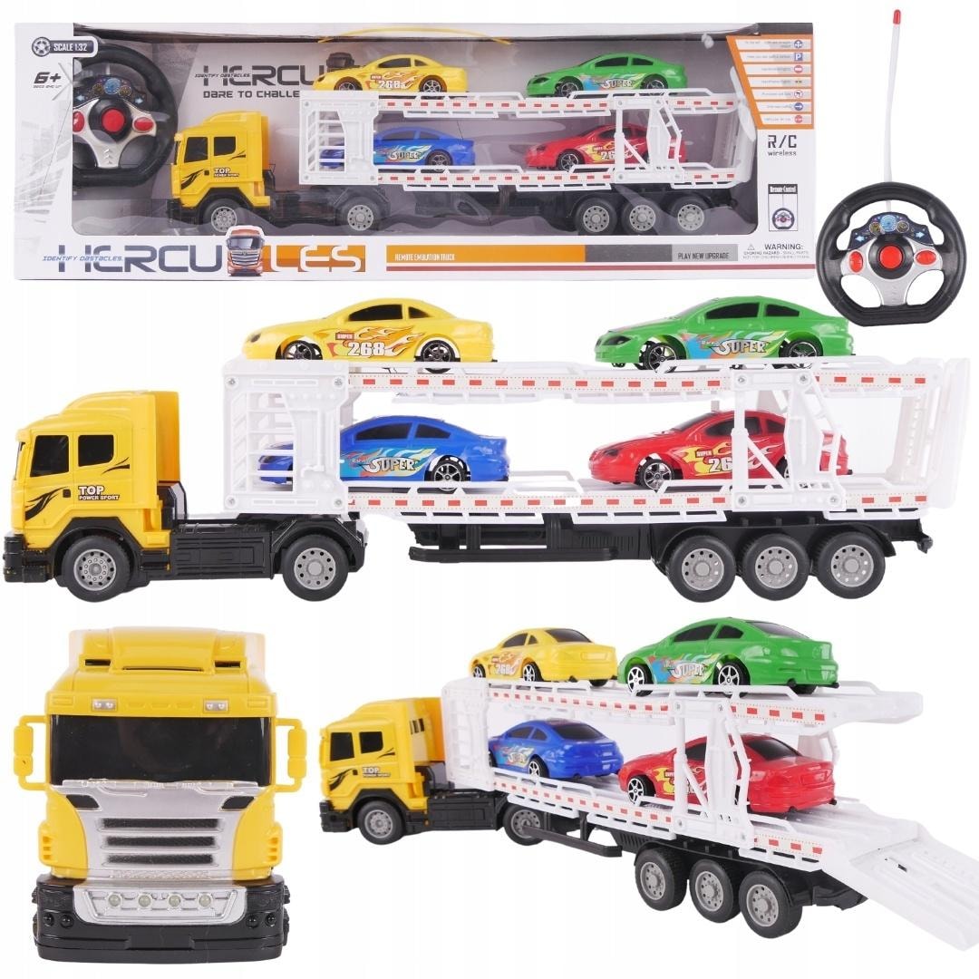 Remote controlled transport truck with cars - perfect gift for kids
