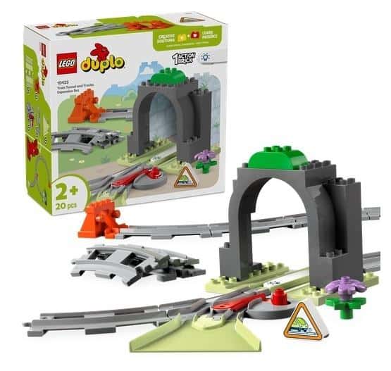 LEGO DUPLO TOWN Tunnel and Train Tracks - Expansion Set for Little Engineers