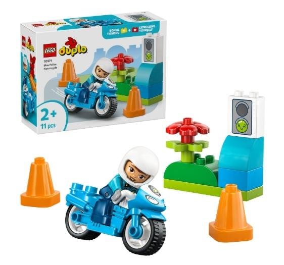LEGO DUPLO Town Blue Police Motorcycle - Building Toy for 2-Year-Olds