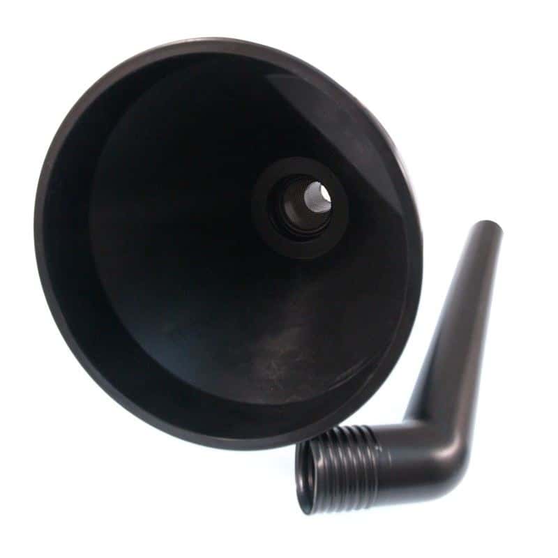 Angled funnel for fuel, oil and liquids with strainer - ideal for the workshop