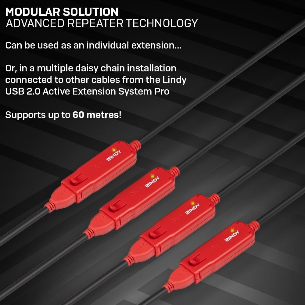 Lindy 42782 - USB 2.0 Cable, 12 m, USB A, black