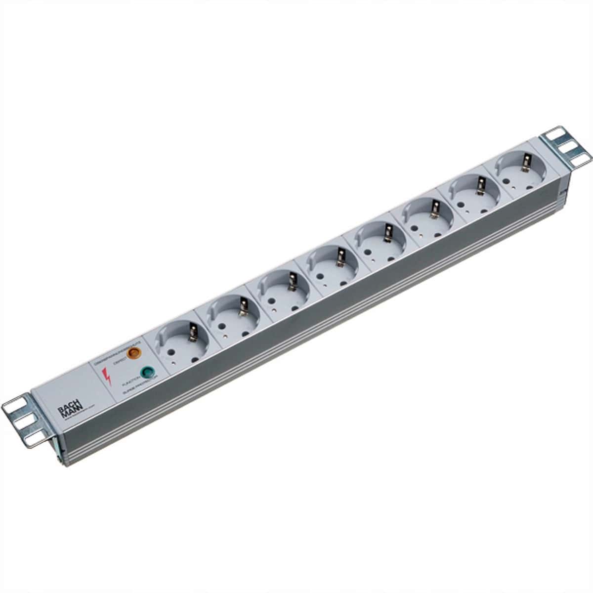 Bachmann Power strip 19" ALU 1U SS, 8-way, grey, 2.0m