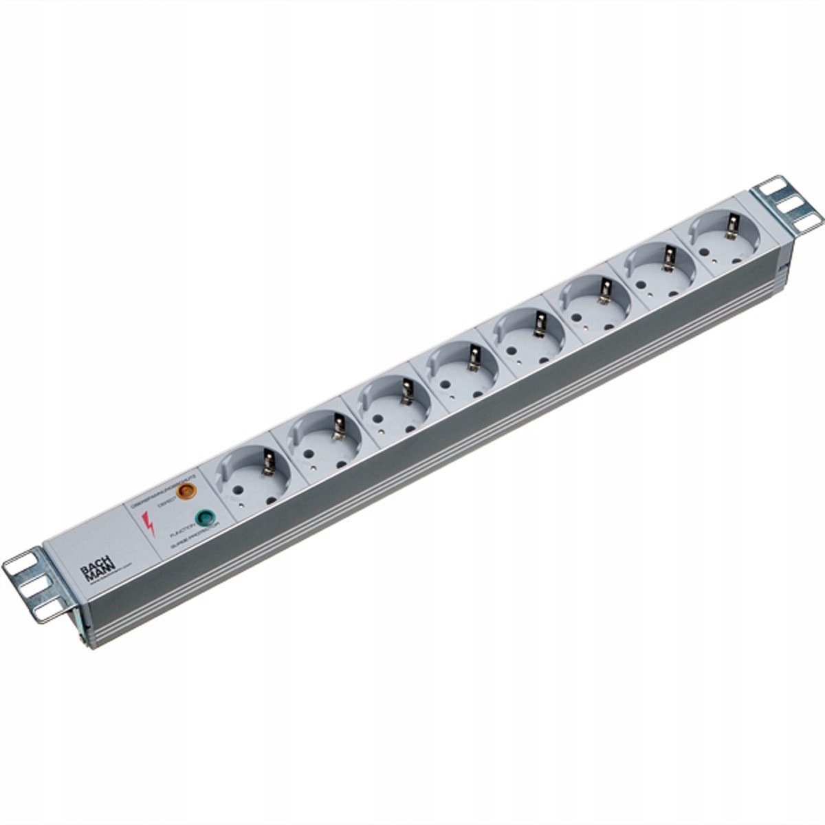Bachmann Power strip 19" ALU 1U SS, 8-way, grey, 2.0m