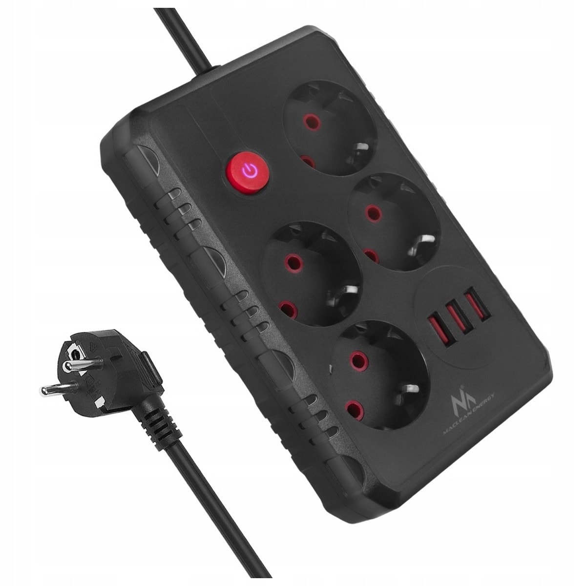 Maclean Power strip 4 sockets + 3xUSB 3m - ideal for office and home