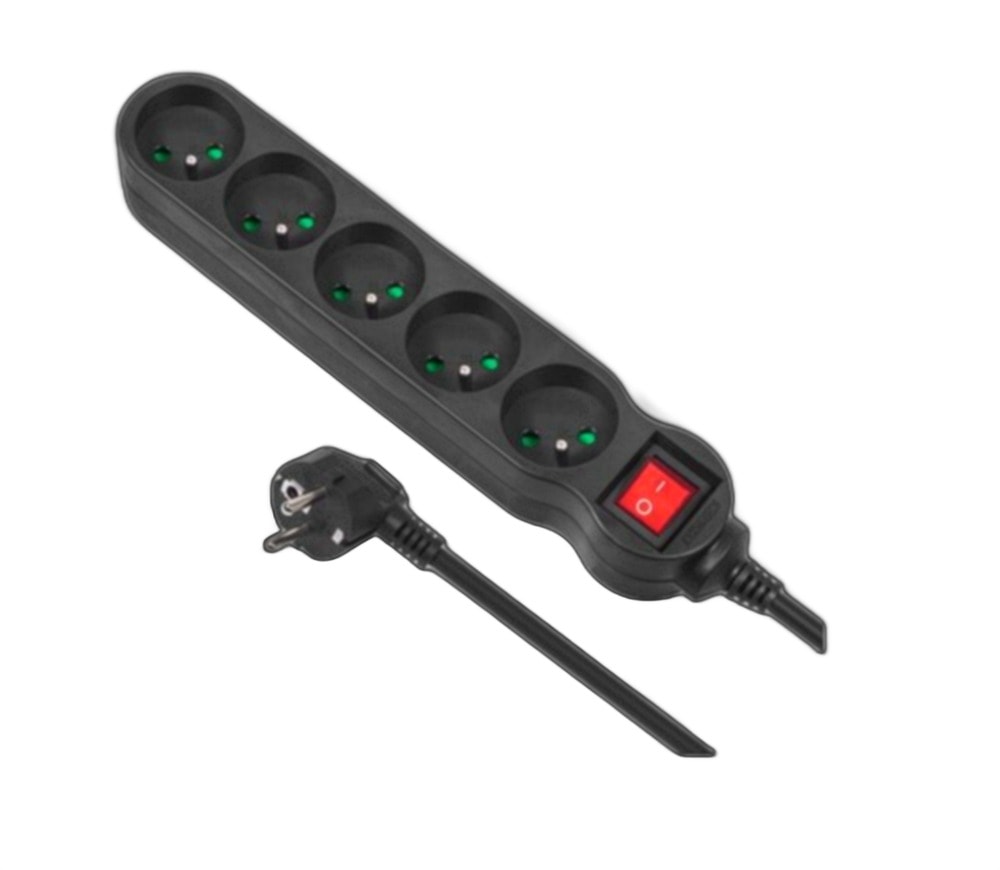 Maclean Power strip 5 sockets 5m with switch - perfect for home and office