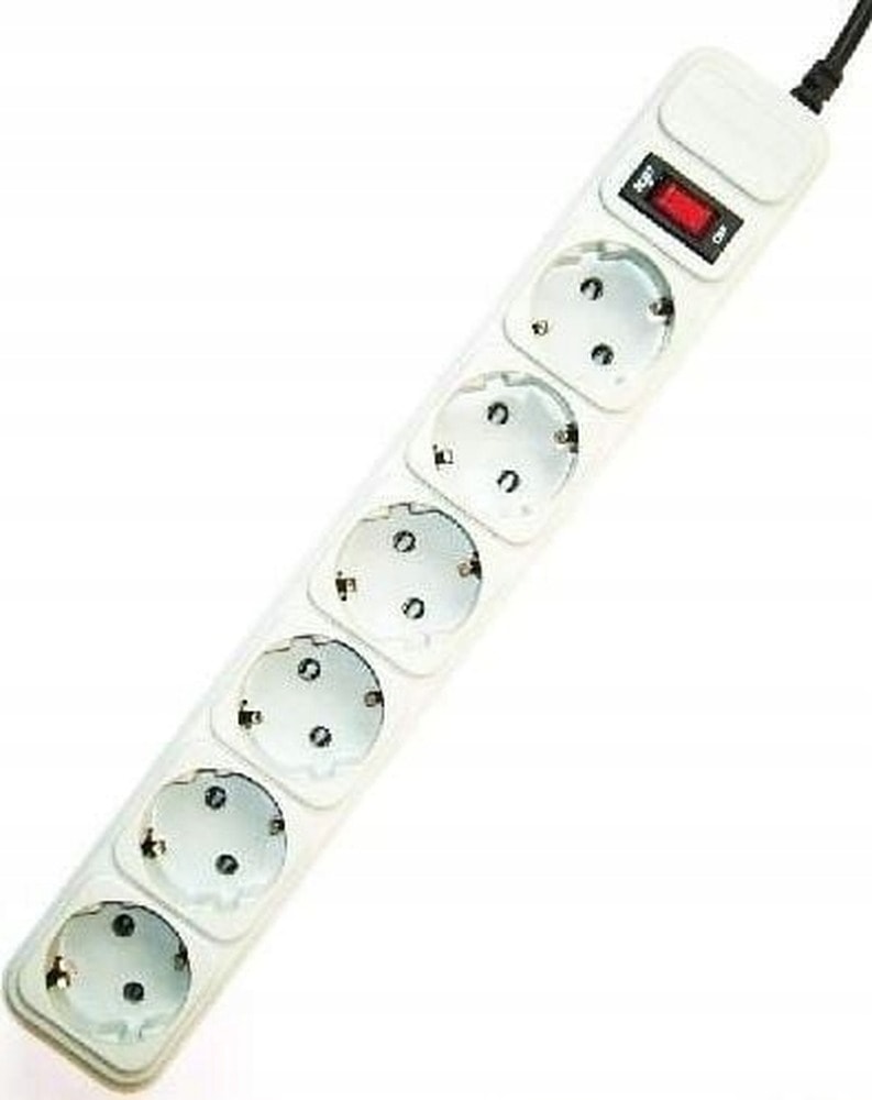 Gembird Surge Protection Power Strip - 6 Schuko Outlets, 3m, Grey