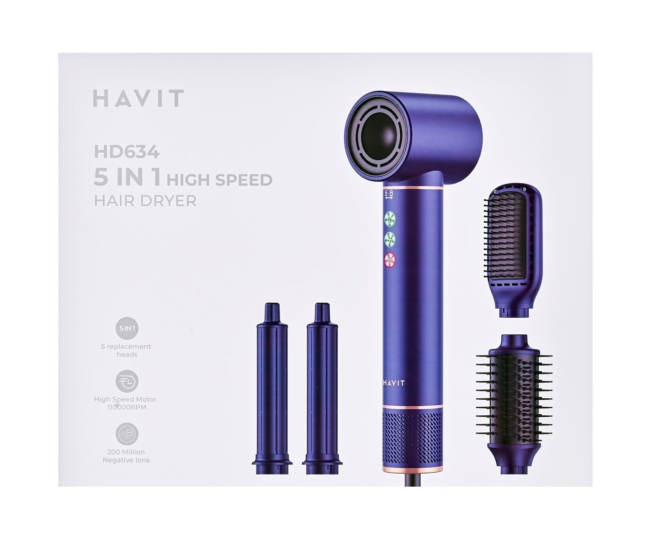 Havit Multistyler HD634 Hair Styler Dryer - 4 attachments for the perfect hairstyle