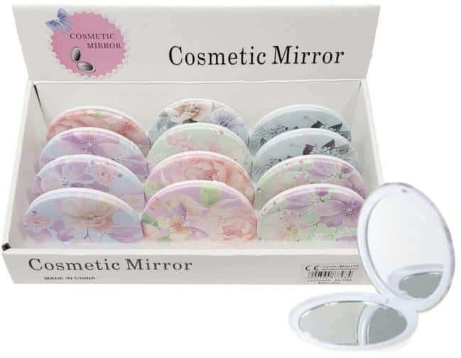 Cosmetic mirror with floral motif - perfect for your purse