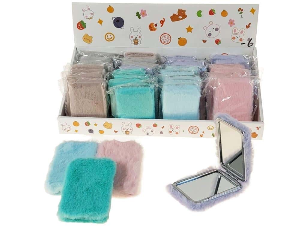 Mirror in plush case MIX - charming accessory for your purse