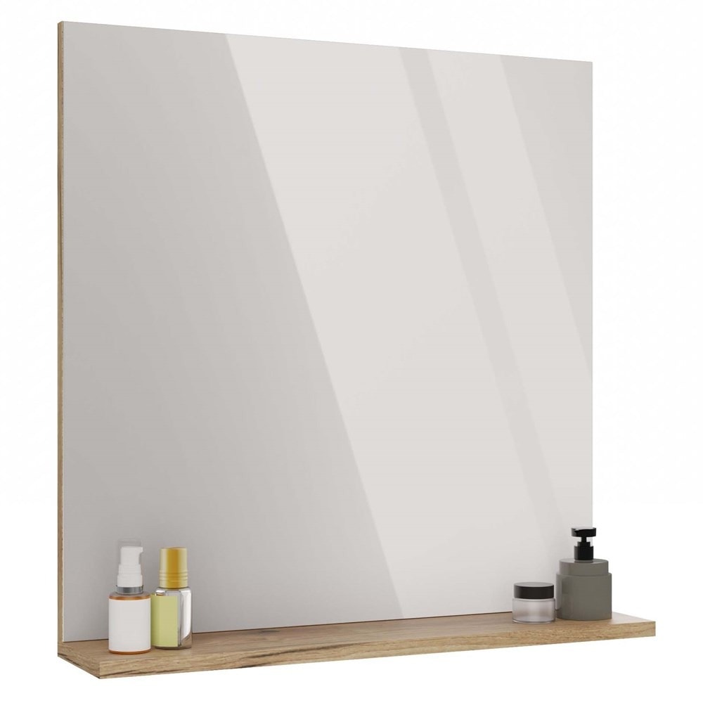 Tigo Mirror - Bathroom mirror with shelf 60x61.5 cm oak evoke - practical and stylish